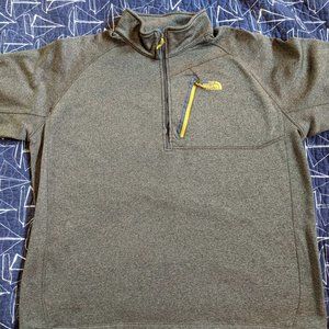 North Face 1/4 Quarter Zip Pullover - XL Olive with Yellow trim